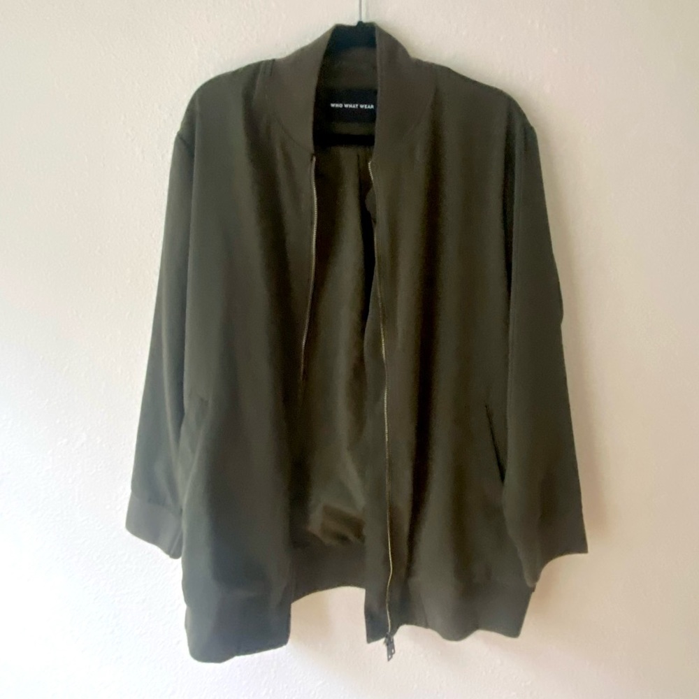 Who What Wear oversized olive green bomber